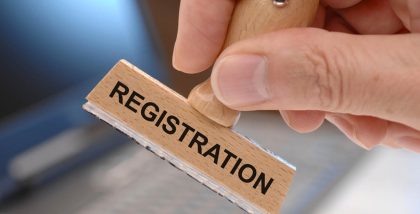 Registration printed on rubber stamp in authority