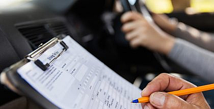 Student taking a driving class