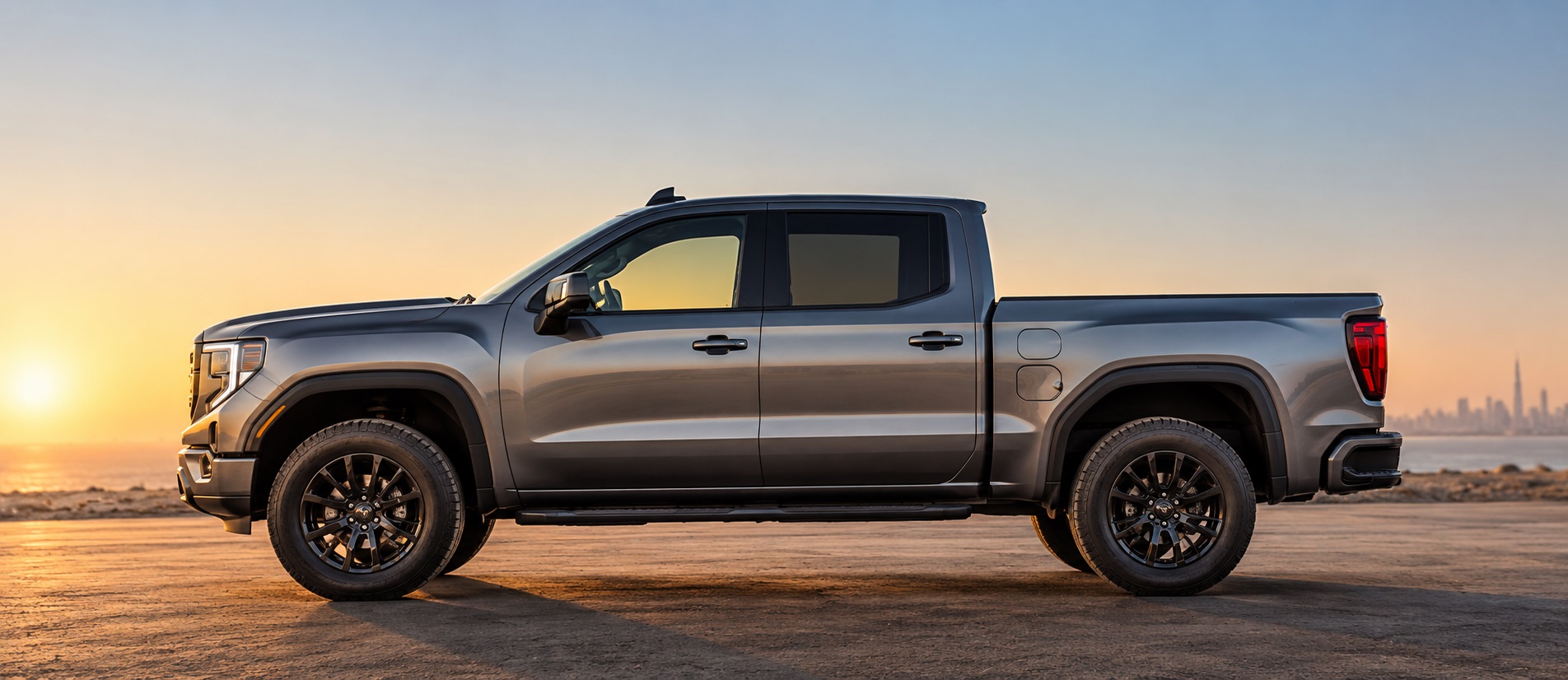 Side view of a pickup truck