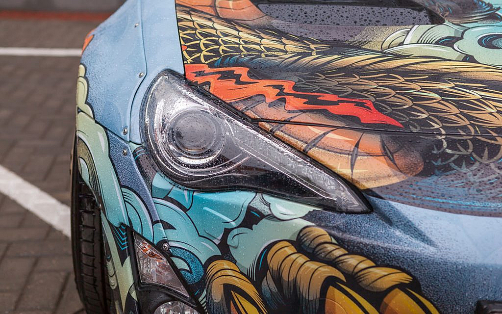 The customised car with multicolour painting