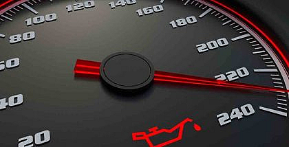 Engine oil pressure light on a car dashboard