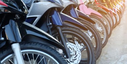 View of bikes parked