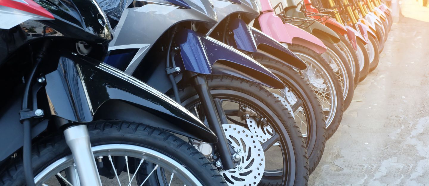 View of bikes parked