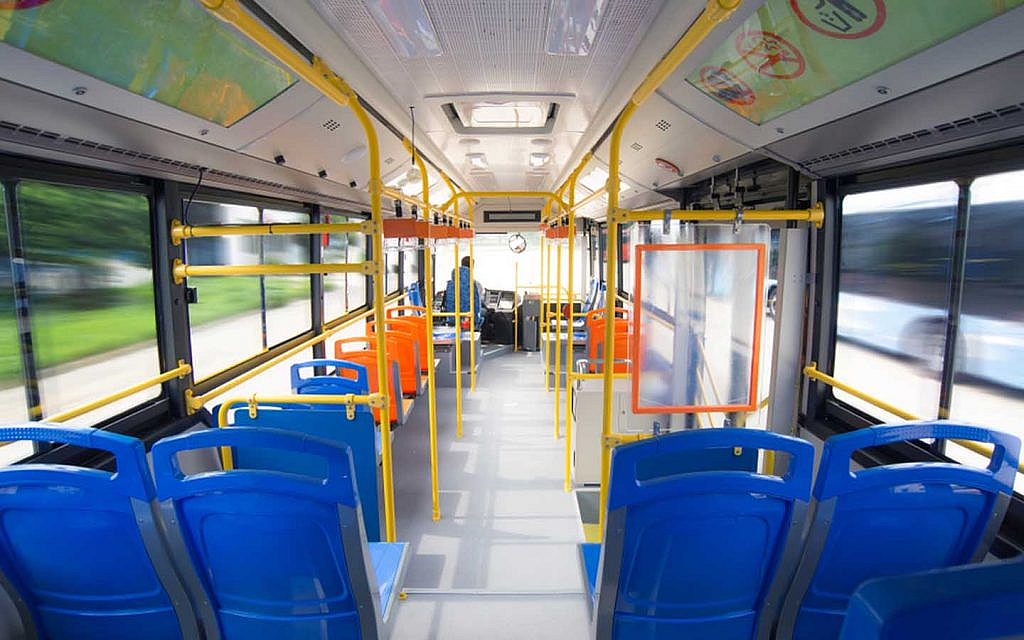 The interior of an electric bus