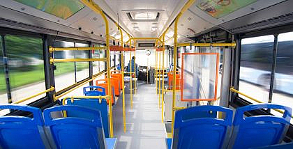 The interior of an electric bus