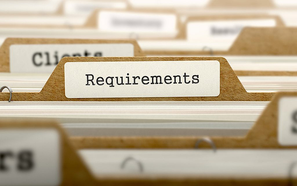 Documents folder with requirements written on it
