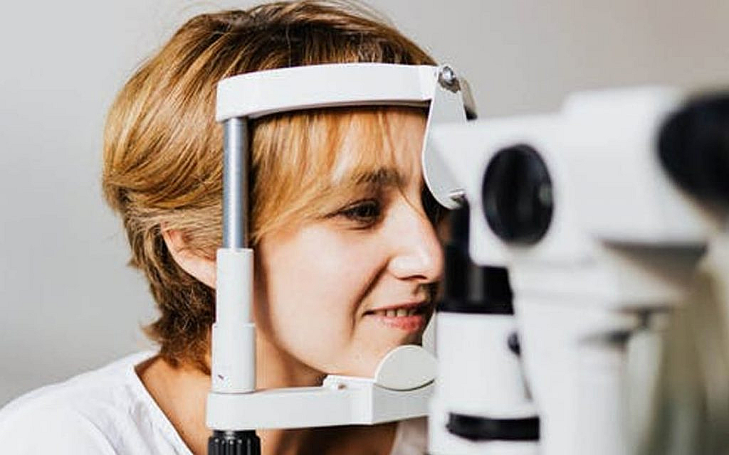 A woman getting an eye test
