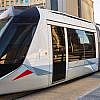 Dubai Tram running on a track