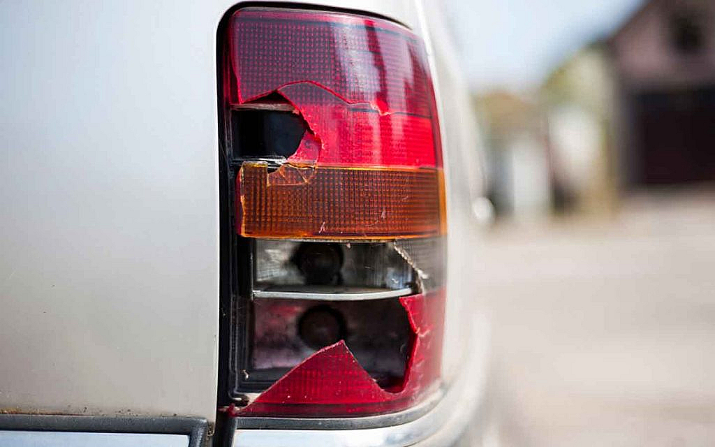 Broken tail lights of a car