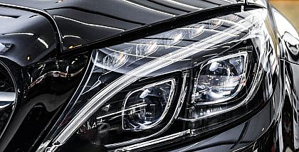 A black car shining