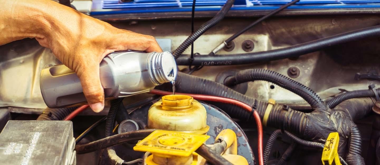 brake fluid poured in the brake oil tank of a vehicle