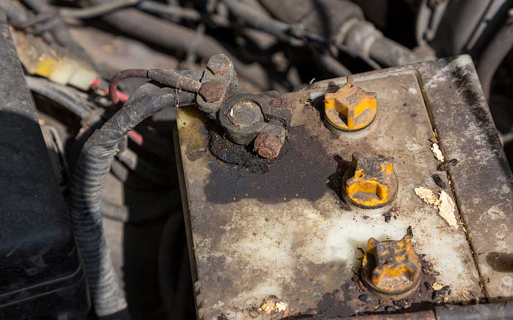 Corroded car battery 