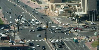 Traffic on a junction in Abu Dhabi