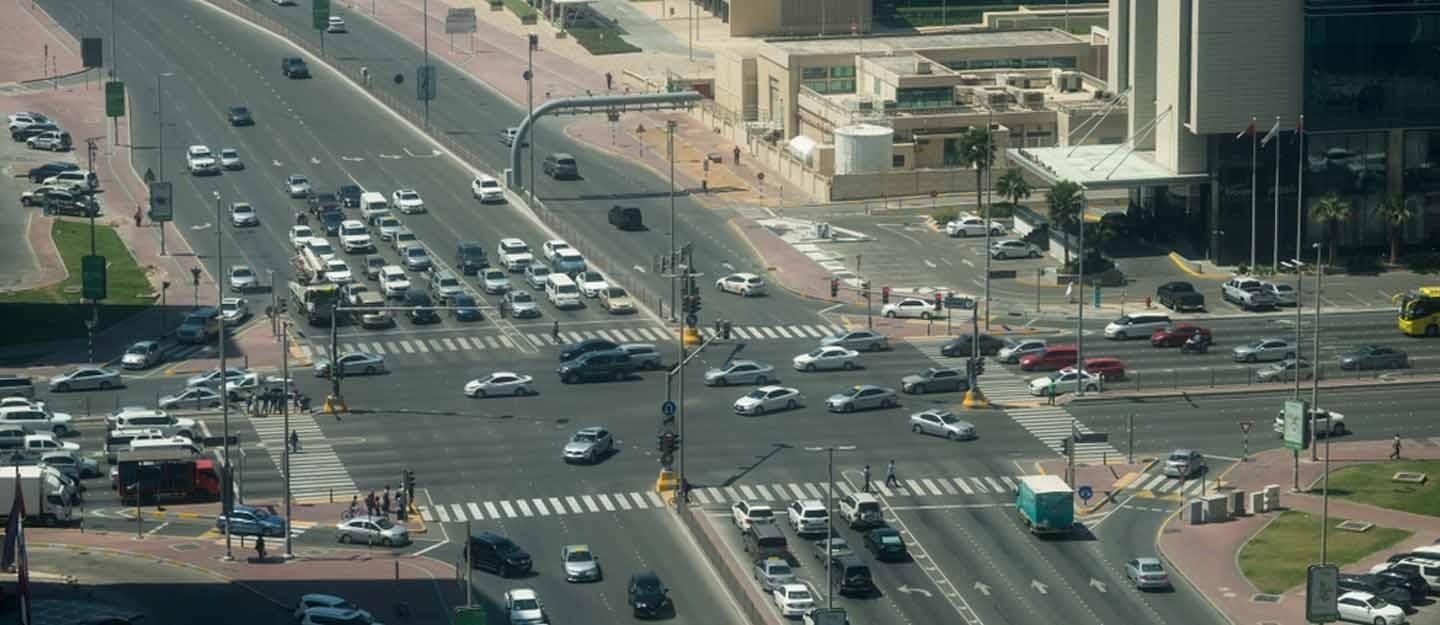 Traffic on a junction in Abu Dhabi