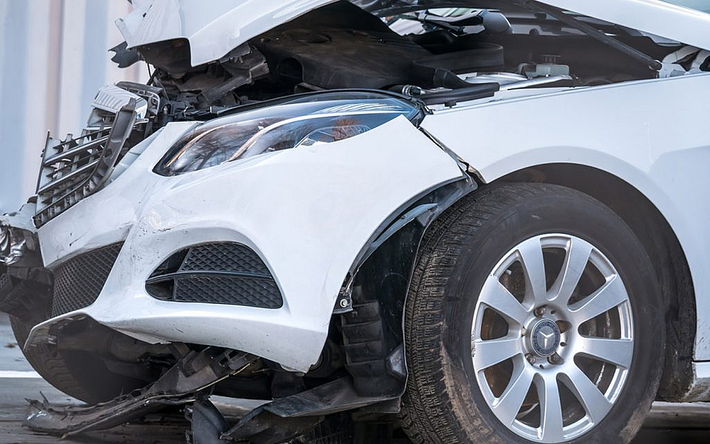 Damaged car due to accident
