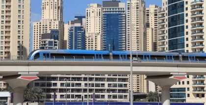 metro in dubai skyline