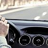 Driving a car on an empty road