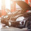 cars parked on the car repair shop