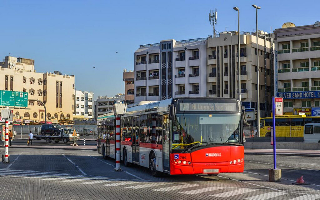 Local bus parked in Dubai