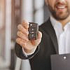 Car dealership representative assisting with car registration renewal in Sharjah