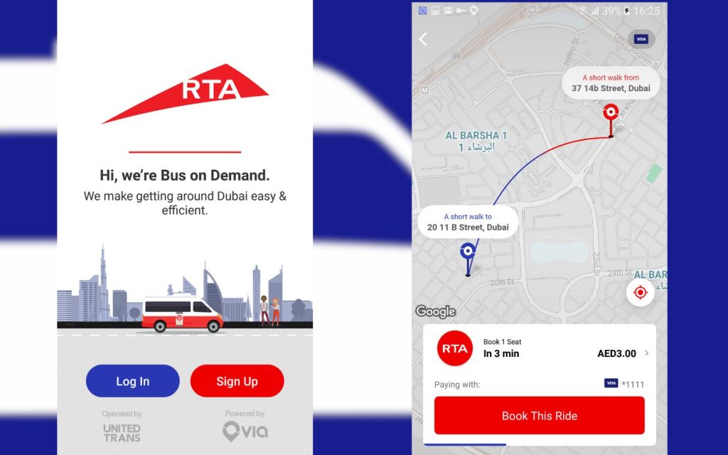 The Bus on Demand app in Dubai