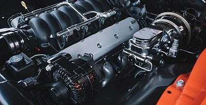 A powerful engine of a sports car