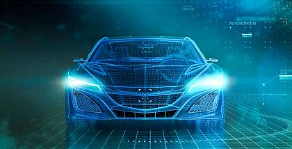 Digital image indicating future car technologies