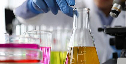 Synthetic fuels being prepared in a lab
