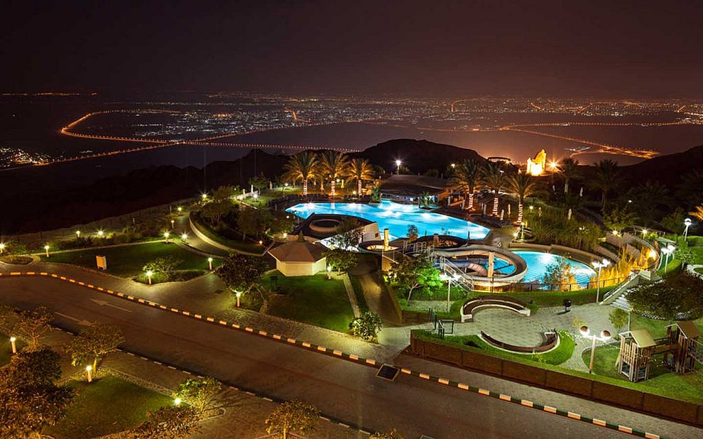 View of a hotel on the mountain of Jebel Hafeet