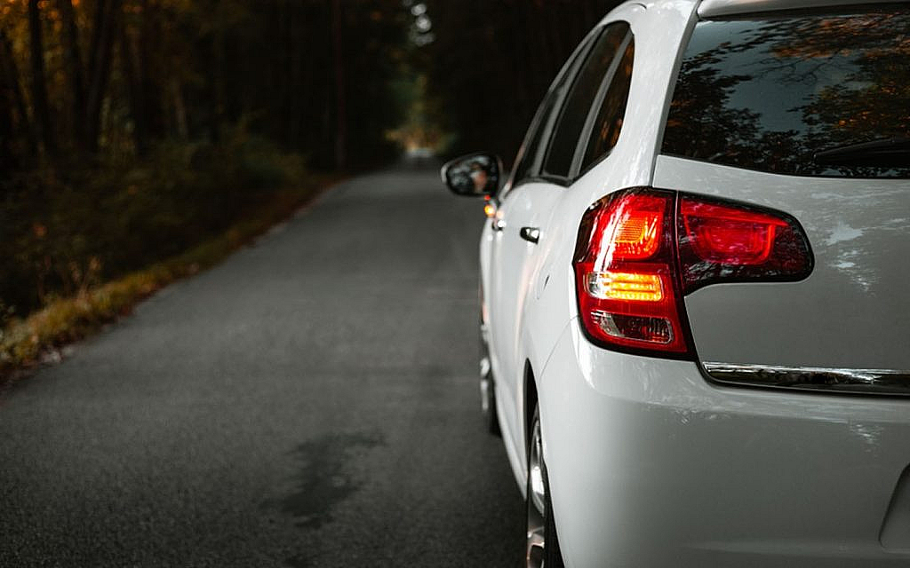 Car with an indicator light on