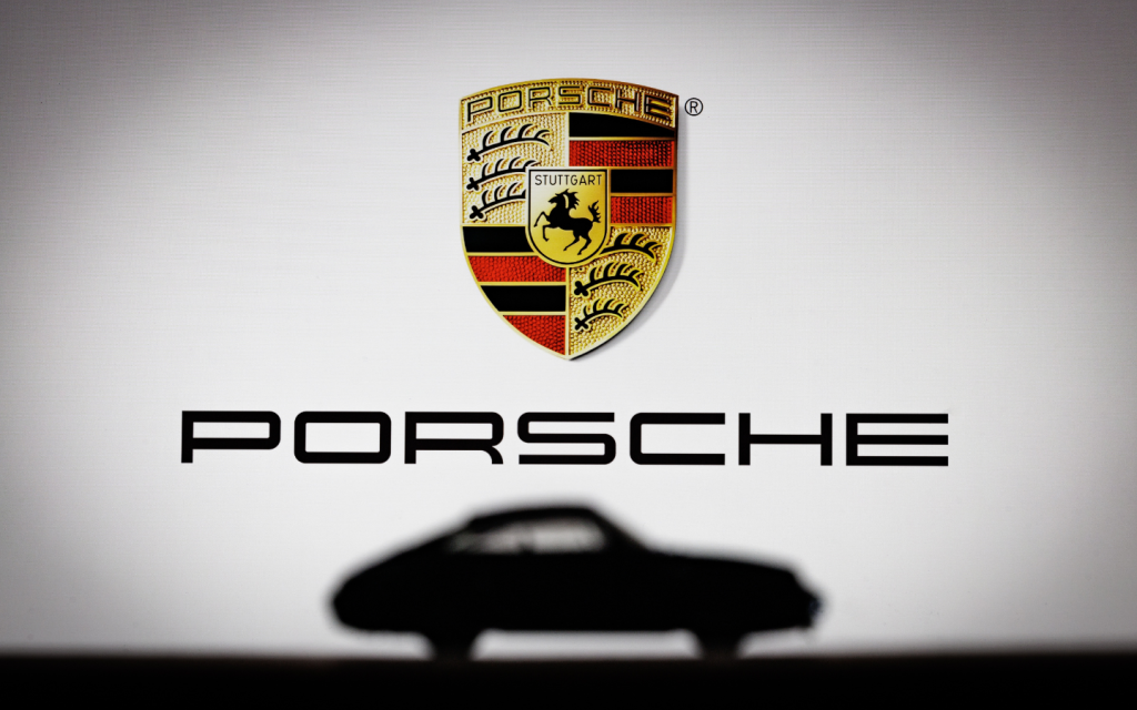 Porsche’s logo on the car