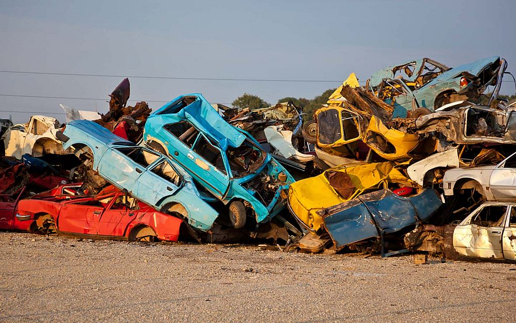  Car shells after their parts are removed 