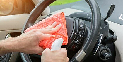 Use a leather cleaner and conditioner to clean the steering wheel properly