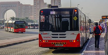 Bus travelling from Abu Dhabi to Dubai