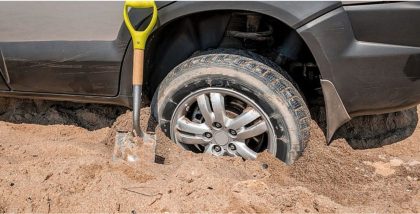 tire stuck in sand