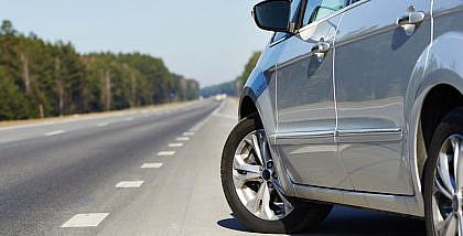 A car changing lanes while driving