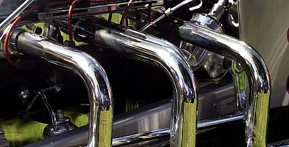 A close-up of car headers