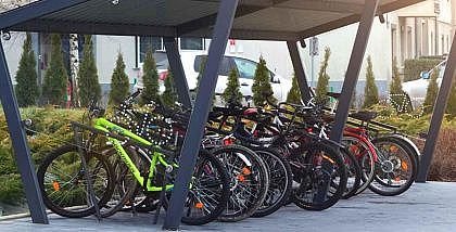 A shed made in a building for bicycle storage