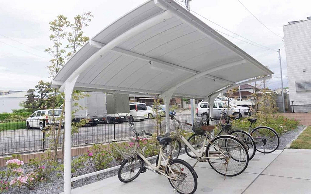 Bicycle shed parking space in a residential area