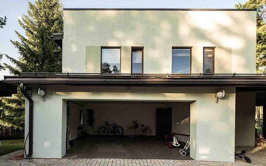 Bicycles parked in a garage