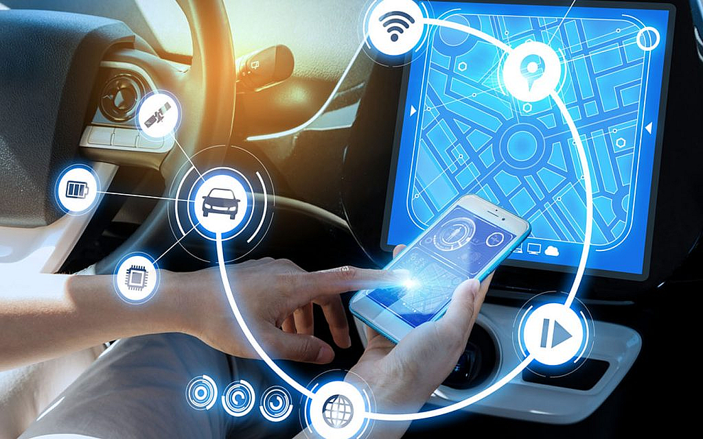phone connected with car infotainment system.