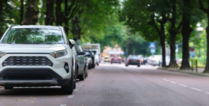 white car on a road