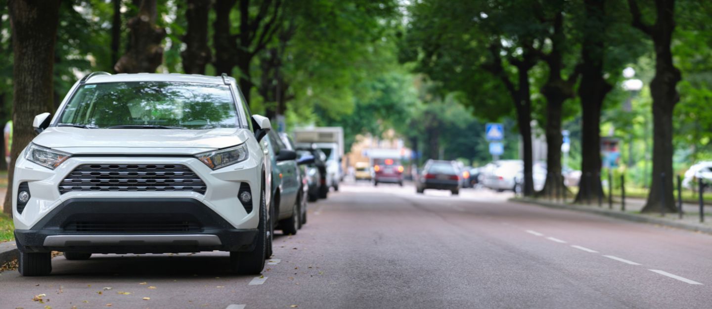 white car on a road