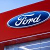Ford logo on a red board