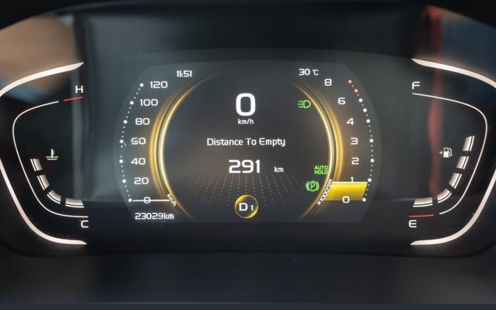 Dashboard showing mileage of a car