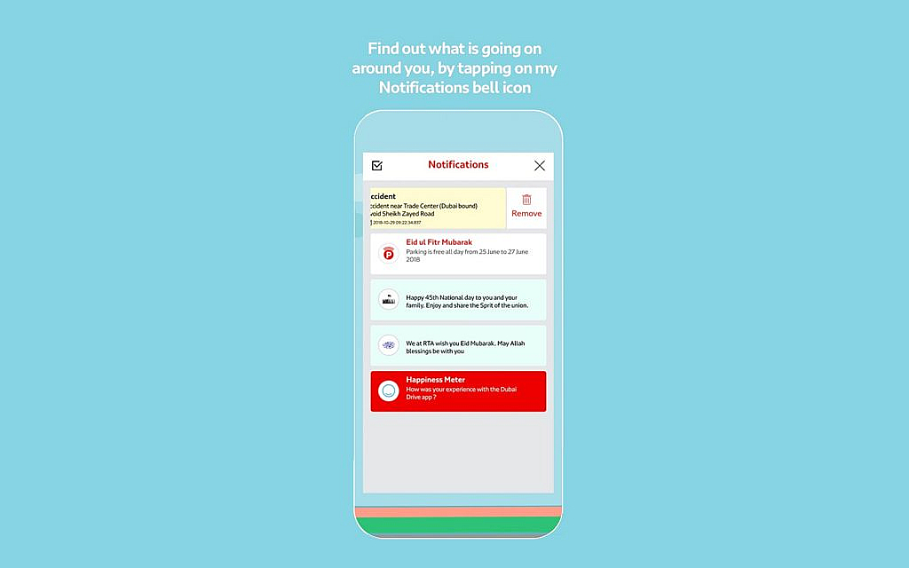 واجهة الإشعارات في تطبيق هيئة الطرق والمواصلات
