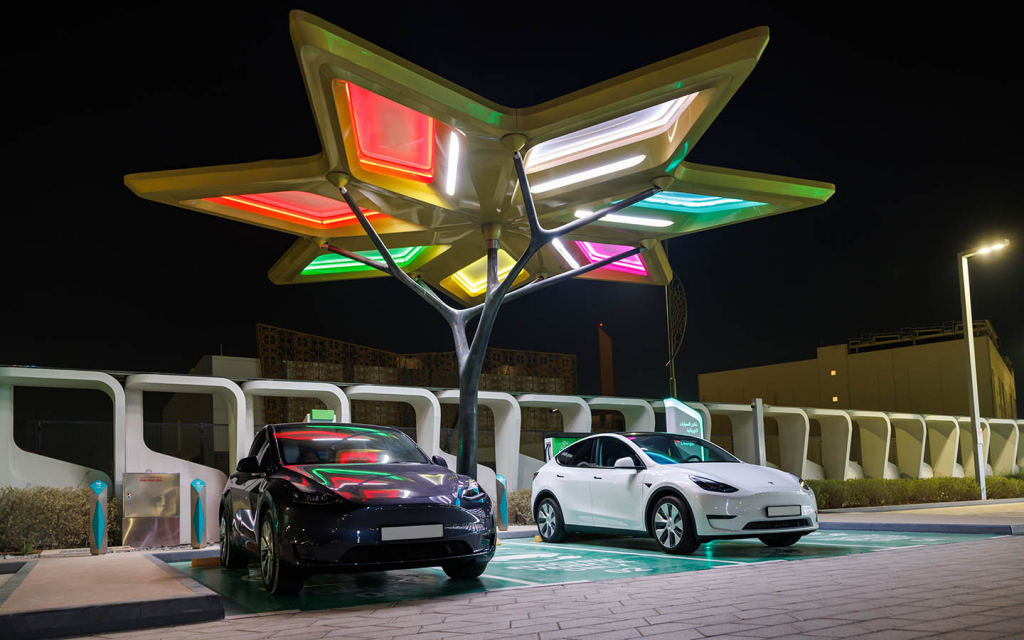 the many ev charging stations support the Dubai Taxi Chinese Skywell EVs trial as the EVs will be charged easily