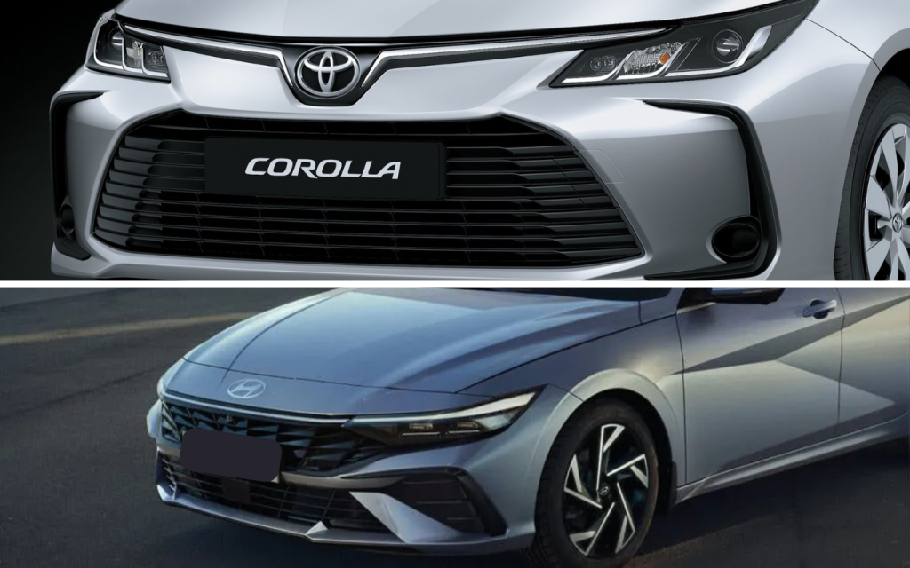 Front fascia of the Hyundai Elantra and Toyota Corolla