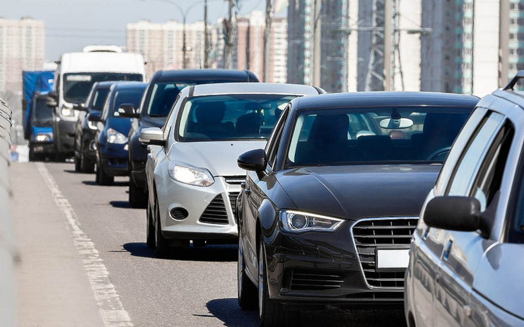 Cars stuck in a traffic jam