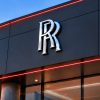 Rolce Royce logo on top of a showroom